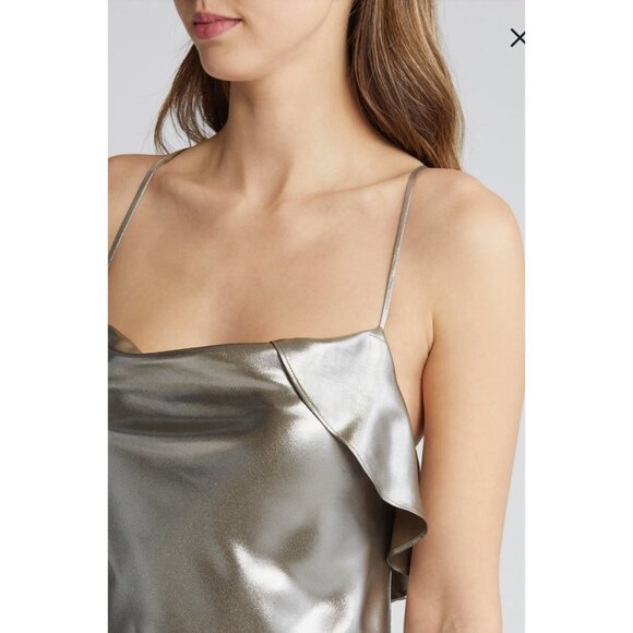 Du Paradis Metallic Asymmetric Hem Dress size M - Picture 3 of 9